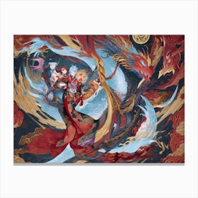 Dragon And Phoenix 1 Canvas Print
