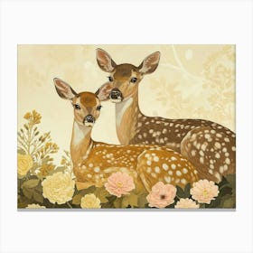 Floral Animal Illustration Deer 6 Canvas Print