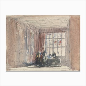 A Tudor Room With Figures, Possibly Hardwick Hall Or Haddon Hall, David Cox Canvas Print