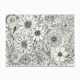 Doodle Flowers 4 Canvas Print