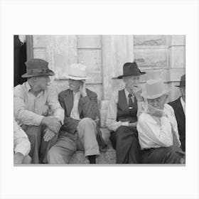 Farmers On Steps Of Courthouse, Weatherford, Texas By Russell Lee Canvas Print