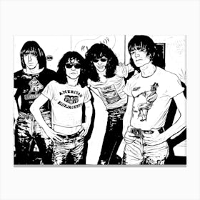 The Ramones Music Legend Black In White Canvas Print