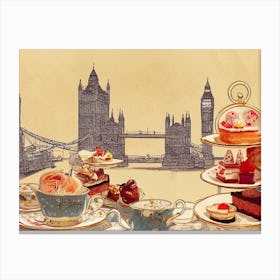 Tea At London Bridge Canvas Print