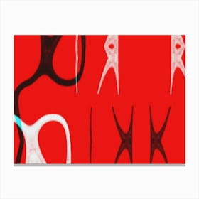 Scissors On A Red Background Canvas Print