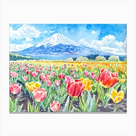 Tulip And Mountain Fuji Canvas Print