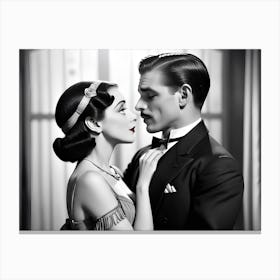 Man And A Woman Kissing Canvas Print
