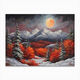 Full Moon In The Mountains Canvas Print