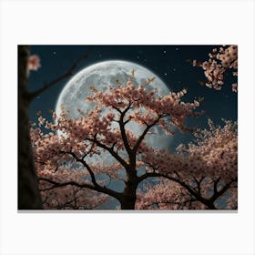 Cherry Blossoms At Night 2 Canvas Print