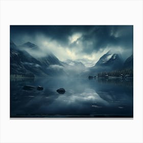 Dark Mountain Lake Canvas Print