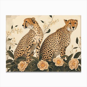 Floral Animal Illustration Cheetah 3 Canvas Print