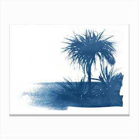 Palm Trees Beach Sea View Blue Canvas Print