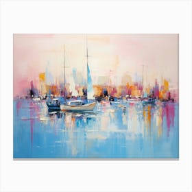 Sailboats In The Harbor 3 Canvas Print