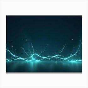 A 3d Rendering Of Blue, Glowing Electrical Energy Lines Against A Dark Blue Background Canvas Print