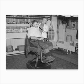 Barber Shop In The Lumber Camp At Hagerman Lake, Michigan By Russell Lee Canvas Print