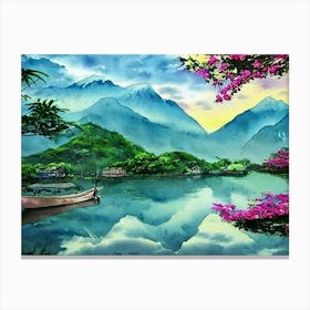 Morning Over A Secluded Fishing Village Canvas Print