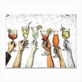 Group Of People Holding Drinks Canvas Print