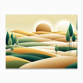 Landscape, minimalistic vector art 5 Canvas Print