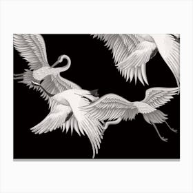 Japanese Flying Cranes Artwork Canvas Print
