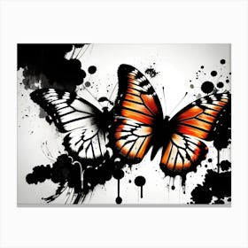 Black And Orange Butterflies Canvas Print