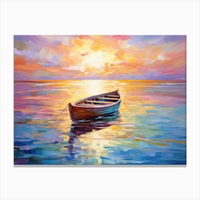 Boat At Sunset Canvas Print