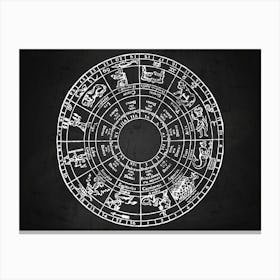Zodiac Wheel - Star map blackboard Canvas Print