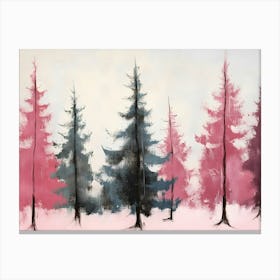 Pink Pine Trees Canvas Print