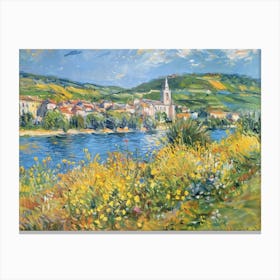 Village By The Lakeshore Painting Inspired By Paul Cezanne Canvas Print