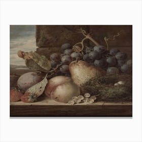 Fruit And Birds On A Window Sill 1 Canvas Print