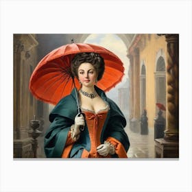 18th century Lady with an Umbrella Canvas Print