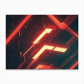 Abstract Image Of A Futuristic, Geometric Structure With Glowing Red Lines And Panels Canvas Print