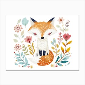 Little Floral Arctic Fox 3 Canvas Print