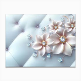 White Flowers With Diamonds Canvas Print