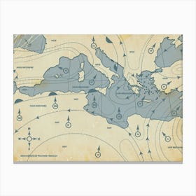 Vintage Weather map of the Mediterranean Canvas Print