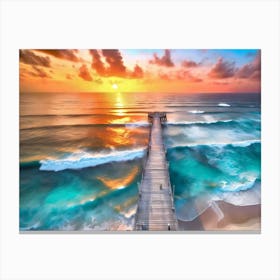 Aerial Pier Sunset1 Canvas Print