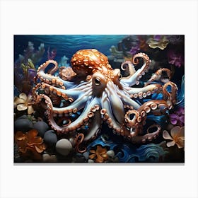 Colorful Octopus in Water Canvas Print