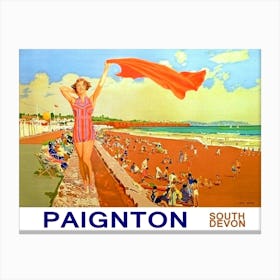 Happy Girl On Paignton, South Devon, England Canvas Print