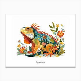 Little Floral Iguana 1 Poster Canvas Print