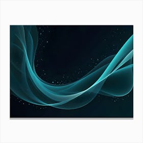 Abstract Image Of A Glowing Turquoise Wave On A Black Background With Sparkling Particles Canvas Print