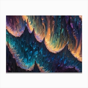 A Close Up Of A Textured, Abstract Surface With Swirling Patterns In Shades Of Blue, Purple, And Orange, Resembling A Wave Or A Mountain Range Canvas Print