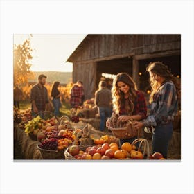 Autumn Harvest Festival On A Rustic Farm Overflowing Baskets Of Ripe Autumn Fruits Including Apple 2 1 Canvas Print