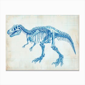 Allosaurus Skeleton Hand Drawn Blueprint 1 Canvas Print