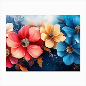 Modern Luxury Colorful Flowers Canvas Print