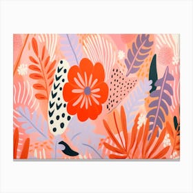 Pink And Orange Floral Print Canvas Print