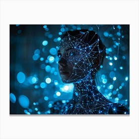 Cybernetic Abstract Network Portrait Envisioning A Futuristic Web Of Connections Where Luminous Dot (1) Canvas Print