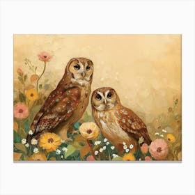 Floral Animal Illustration Owl 1 Canvas Print