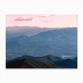 Pastel Smoky Mountain Range At Sunset Canvas Print