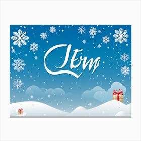 Calligraphic Text That Reads Greeting Decorated With Elements Of Celebration Such As Snowflakes An 2 1 Canvas Print