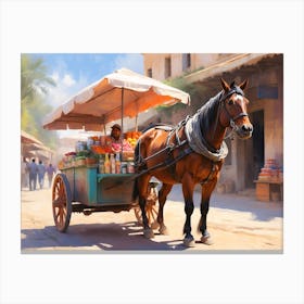 Horse Cart And Spice Vendor Canvas Print