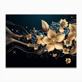 Gold Flowers Wallpaper Canvas Print