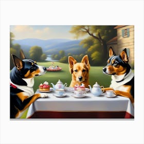 Dogs At Tea Party 1 Canvas Print